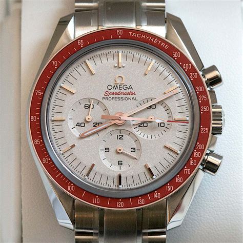 omega speedmaster white red|Omega Speedmaster white face.